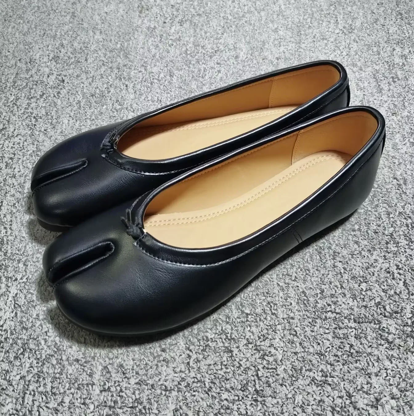 Echte Leder Tabi-Toe Ballerinas für Damen mit chinesischem Knoten, weiche Slip-On-Flachschuhe zum Gehen – Detail 39