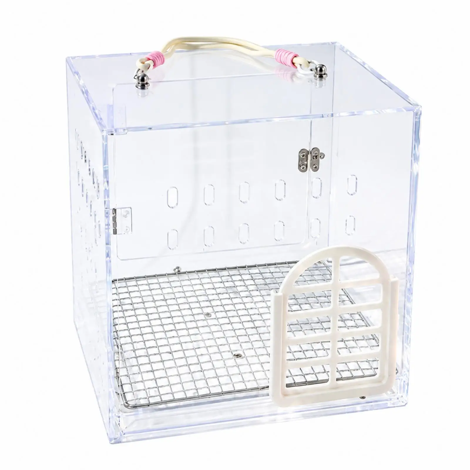 acrylic-bird-cage-medium-transparent-parrot-enclosure-with-ventilation-slots-and-carry-handle-lightweight-travel-bird-carrier