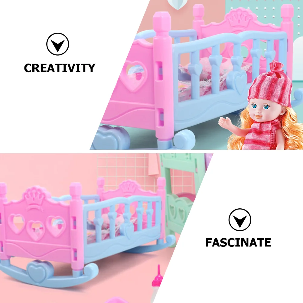 Shaker House Furniture Baby Accessories Bed Model Kids Play Toy Crib Pretend Cot for