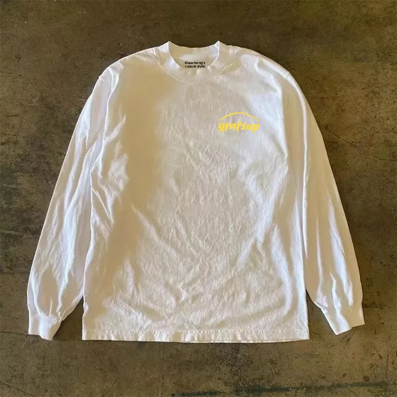 Heavyweight Pure Cotton Long Sleeve T-Shirt Unisex Vintage Style Streetwear Versatile 310gmao Xiaocheng Story Multi-Design