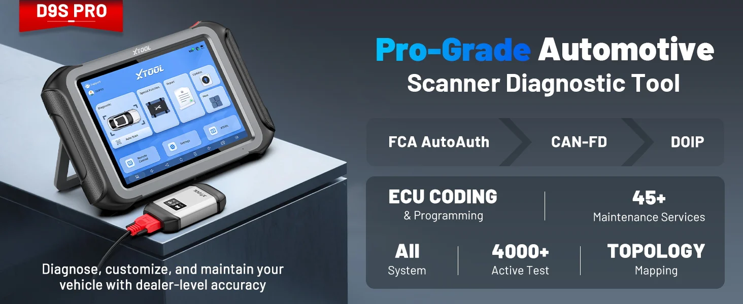XTOOL D9S PRO Steuergeräte-Programmiergerät, Kfz-Diagnosegerät mit Topologiekarte 2026, Kfz-Scanner mit 45 Diensten, OBD2-Scanner – Detail 2