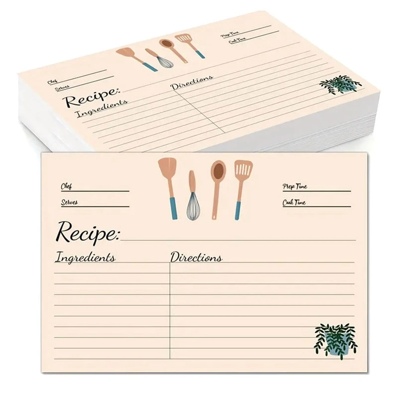 Juego de tarjetas de receta, 4x6 pulgadas de 100 tarjetas de receta en blanco de cartulina gruesa de doble cara, regalo para mamá, hermana, hija y amiga