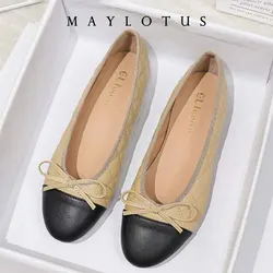 Woman Flat  Sandal Dress Shoes Low Heels Retro Closed Point Toe Sandal Shoes Girls Wedding Shoe Casual Flat Bowknot Shoes