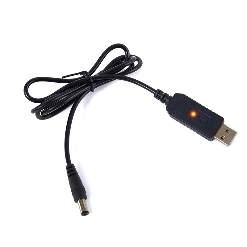 Kabel adaptor konverter USB, colokan 2.1x5.5mm dengan lampu indikator, 1 buah modul penguat daya USB