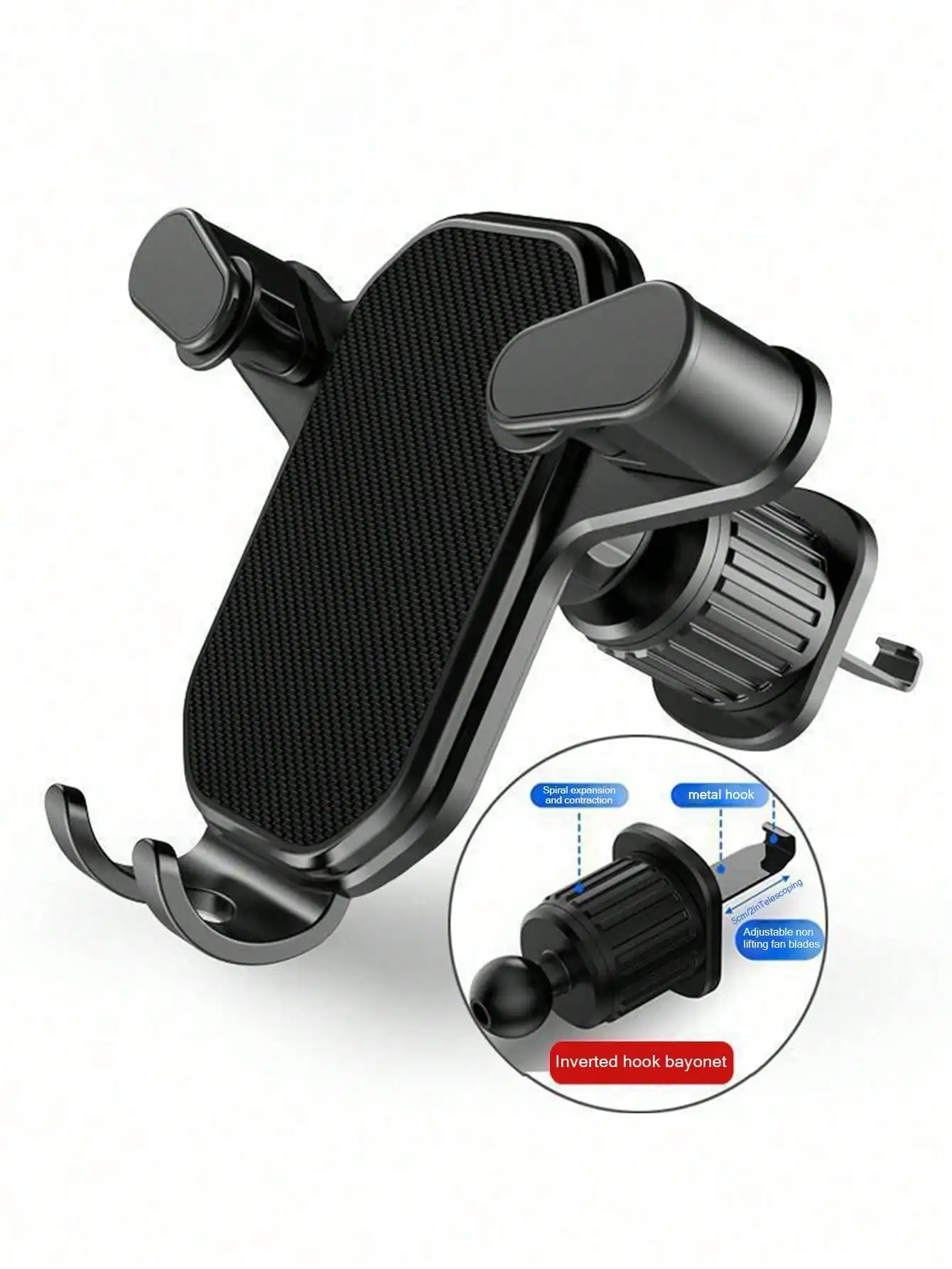 1 Gravity Anti-Shake Car Phone Holder with a Sturdy Inverted Hook for Navigation, Universal Bracket for Air Vents, Suitable for Horizontal, Vertical, and Diagonal Air Vents
