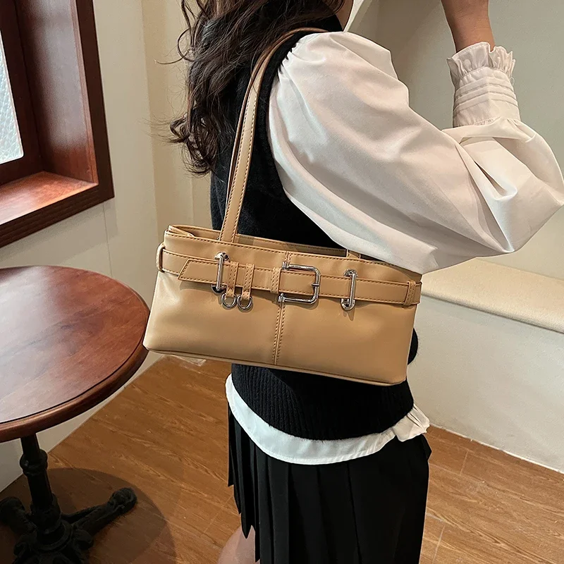 LEFTSIDE Small PU Leather Solid Color Underarm Bags for Women 2024 Y2K Ladies Shoulder Bag Females Handbags and Purses Tote Bag image 2