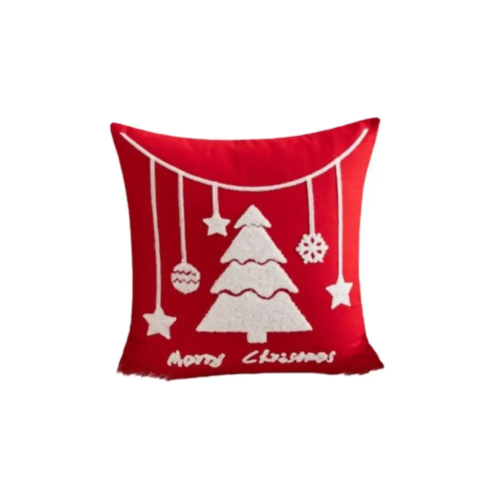 

45x45cm Christmas Pillow Covers Embroidered Christmas Decoration Sofa Cushion Cover Cartoon Printed Ornaments Pillow Cases Home