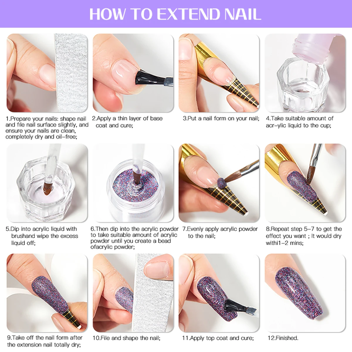 40ml Akrylowy płynny monomer do przedłużania paznokci Zestaw płynny do przedłużania paznokci akrylowych Szybkoschnący Idealny do domowego salonu DIY