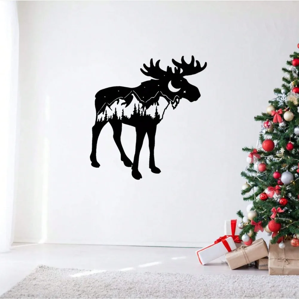 

Metal Christmas Deer Wall Art Rustic Holiday Home Decor Outdoor Indoor Office Gift