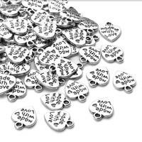100pcs Letter Heart Charm Word Made With Love Charm Pendant For Women Men DIY Gift Jewelry Making Accessories 13*10mm