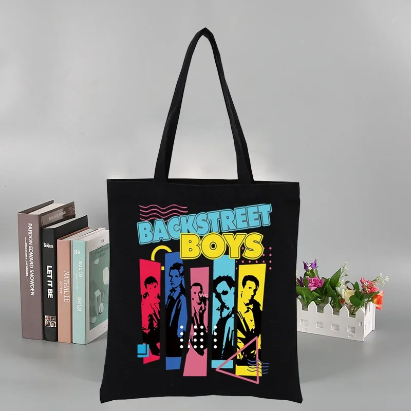 Backstreet Boys World BSB Music Band Fashion Shopping Black Bags Canvas Tote Bag Mom Reusable Cloth Bag Handbag Shoulder Bags