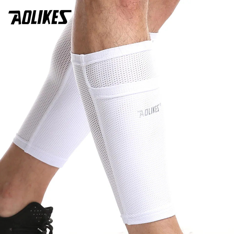 AOLIKES 1 Pair Sports Soccer Shin Guard Pad Sleeve Sock Leg Support Football Calf Sleeve Shinguard For Adult Teens Children