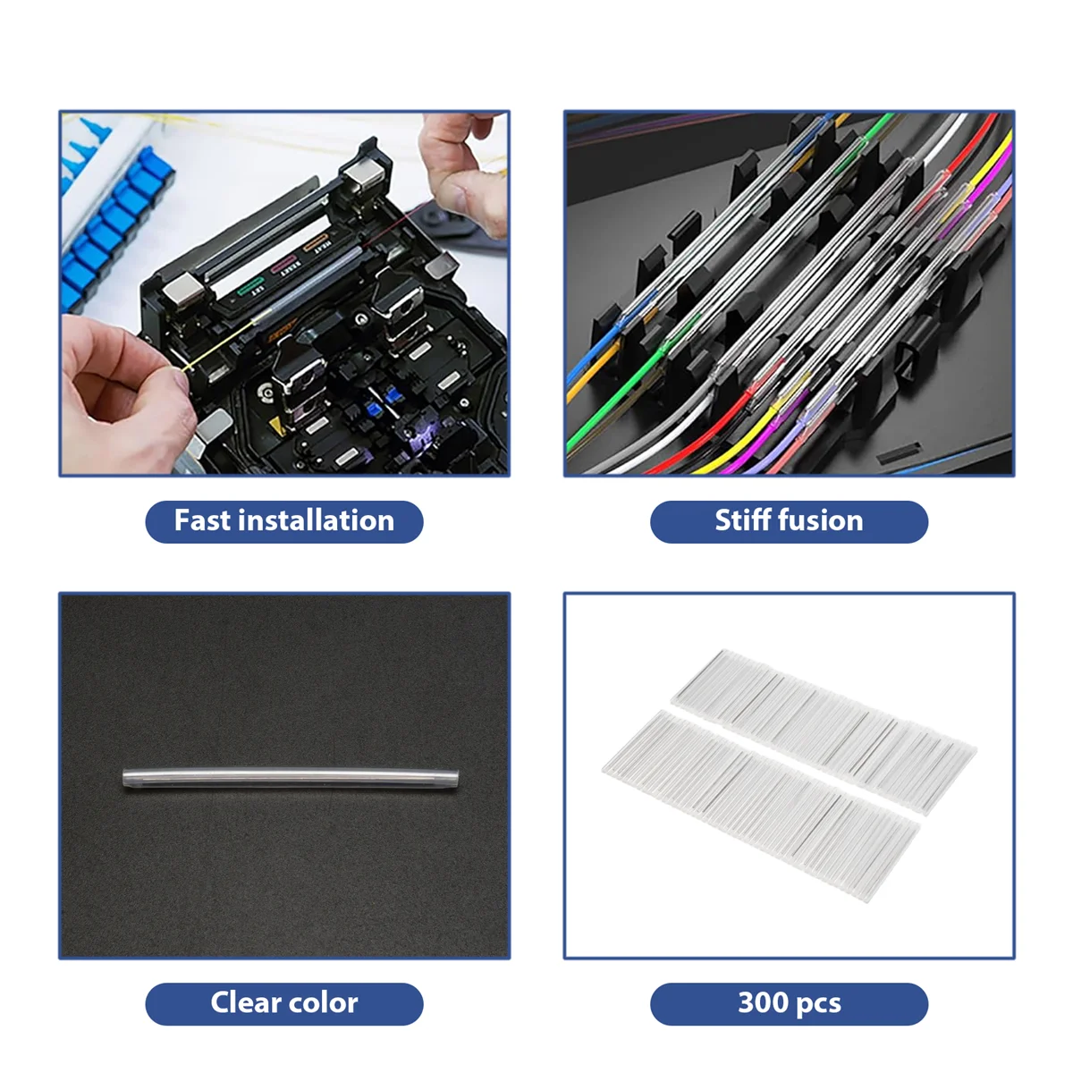

YHYS 300 Pcs Sleeve Fiber Optic Splicing Tube Heat Shrinkable Pipe 4cm Long
