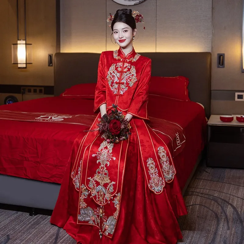 

New Chinese-style traditional Chinese style wedding toasting dress