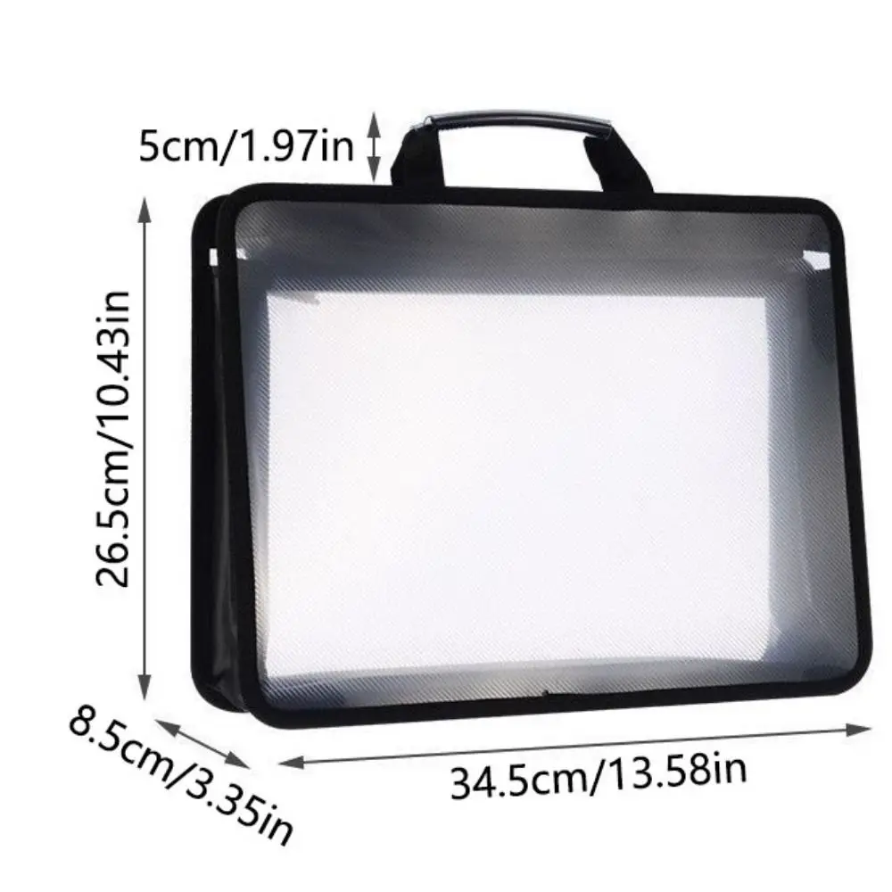 Large Capacity Transparent a4 Handbag Thickened Waterproof Portable Documents Bag Zippered Protective Plastic File Organizer