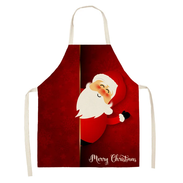 Christmas Santa Claus Red Pattern Cleaning Apron Home Cooking Kitchen  Adult Feliz Navidad