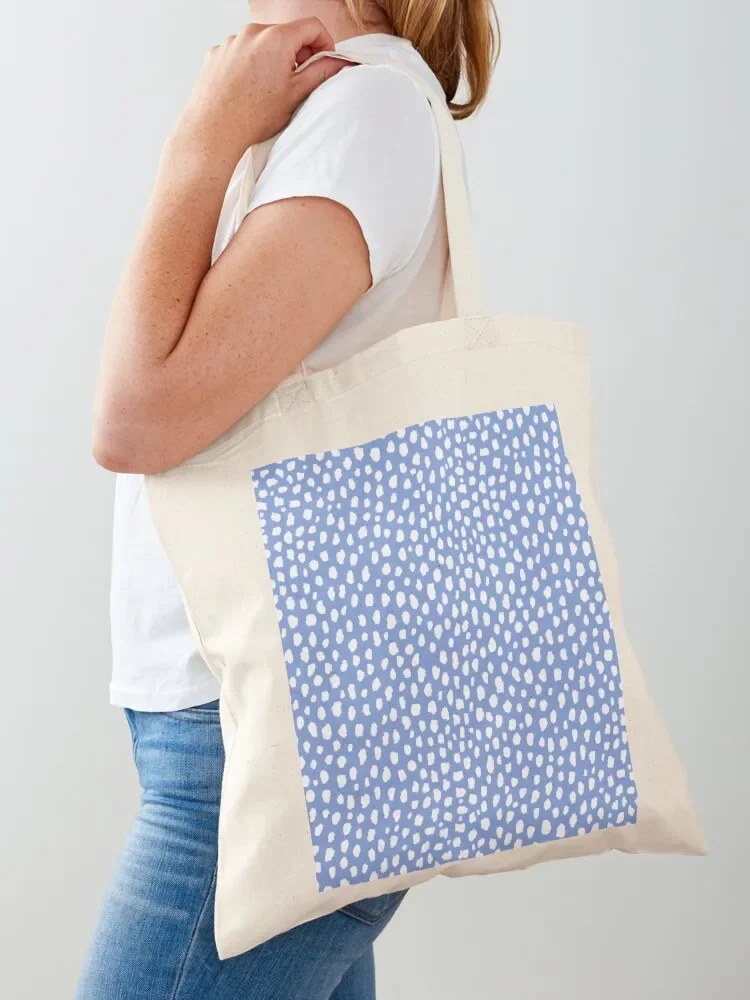 Handmade Polka Dot Paint Brush Dalmatian Pattern (white/cornflower blue) Tote Bag custom tote university