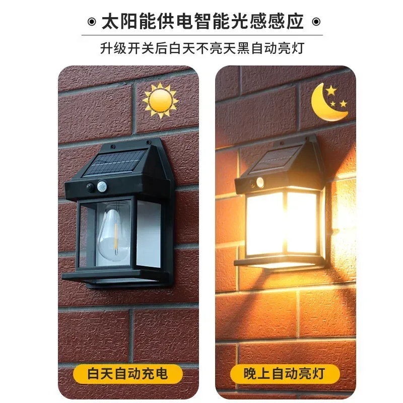 Solar tungsten wire bulb Warm Light IP65 Waterproofing Durable wall lights Garden lights Outdoor led garden landscape decorative