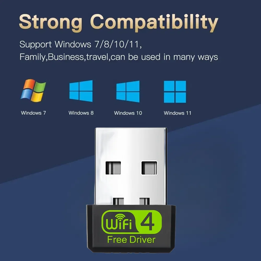 2.4GHz Mini USB Wifi Adapter Ethernet Wifi Receiver wireless adapter Free Driver 150Mbps Wireless Network Card for PC Laptop