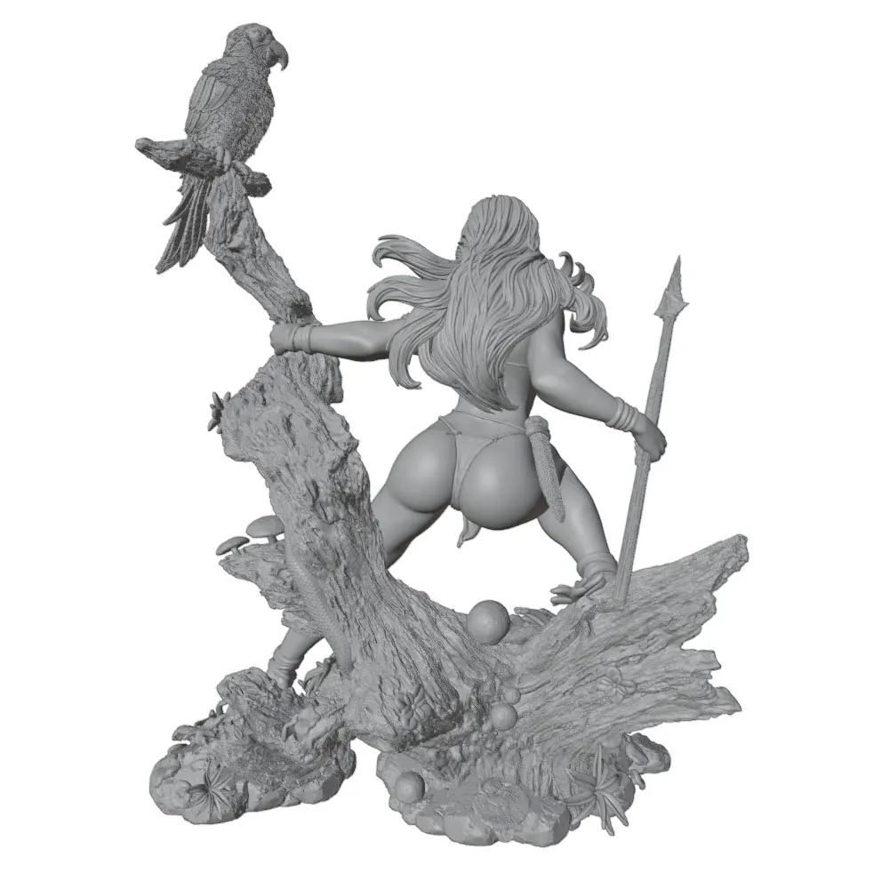 Miniatura guerrera femenina de resina – Figura GK 75/100/120mm – DIY sin montar