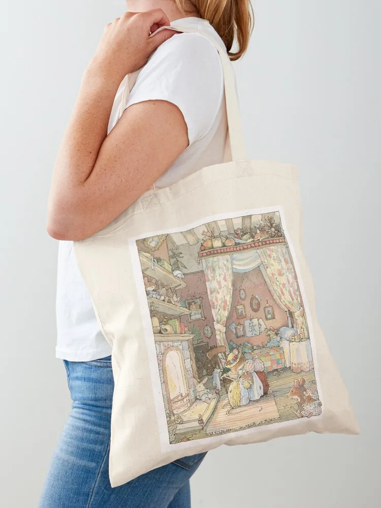 Lady Woodmouse gets Primrose ready for bed Tote Bag handbag Eco bag supermarket folding bag