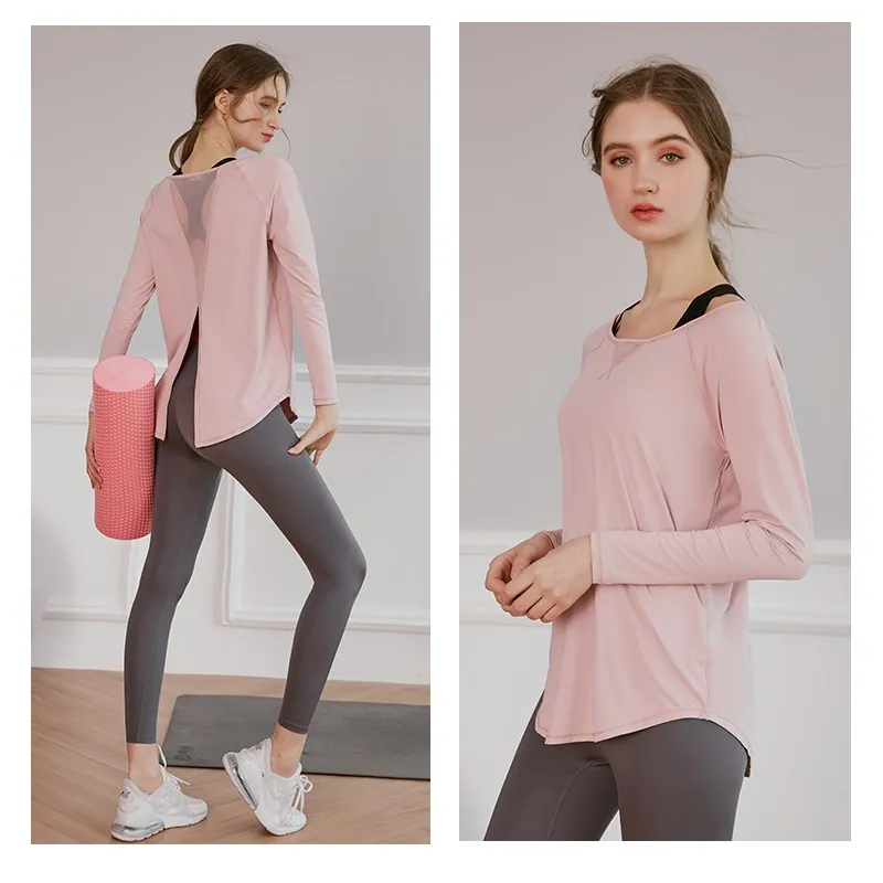 Vansydical Women Seamless Yoga Set Workout Clothes Long Sleeve Gym Crop Top High Waist Leggings Fitness Sport Suit Gymwear