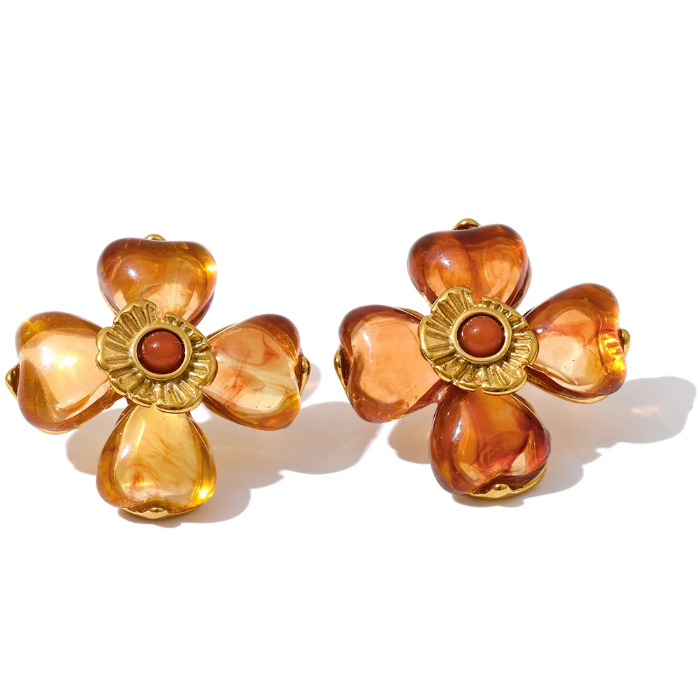 Women's Acrylic Flower Pendant Necklace & Ring Set