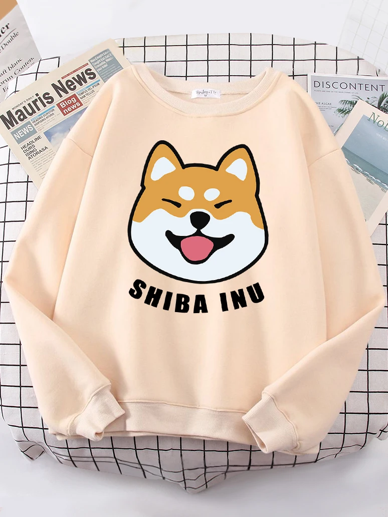 Woman Sweatshirts Cute Shiba Inu With Tongue Out Print Sweatshirt Female Oversized Clothing Harajuku Kawaii Animal Lady Sweater