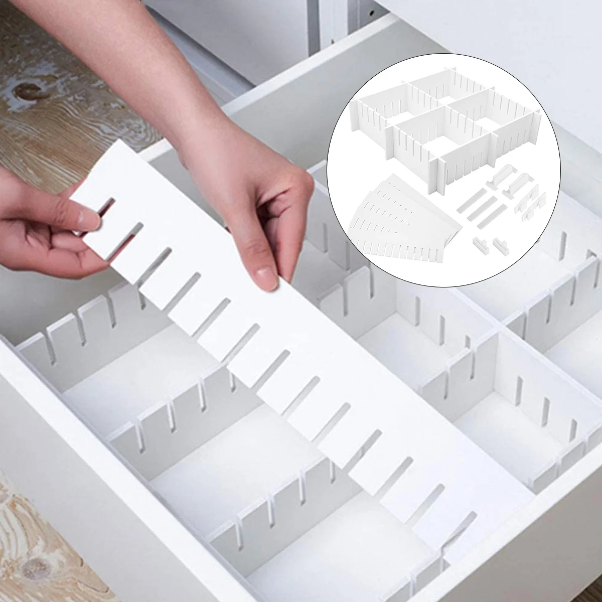 34 ชิ้นลิ้นชักพลาสติก Divider Separator Organizer ปรับตัด Home Partition PP