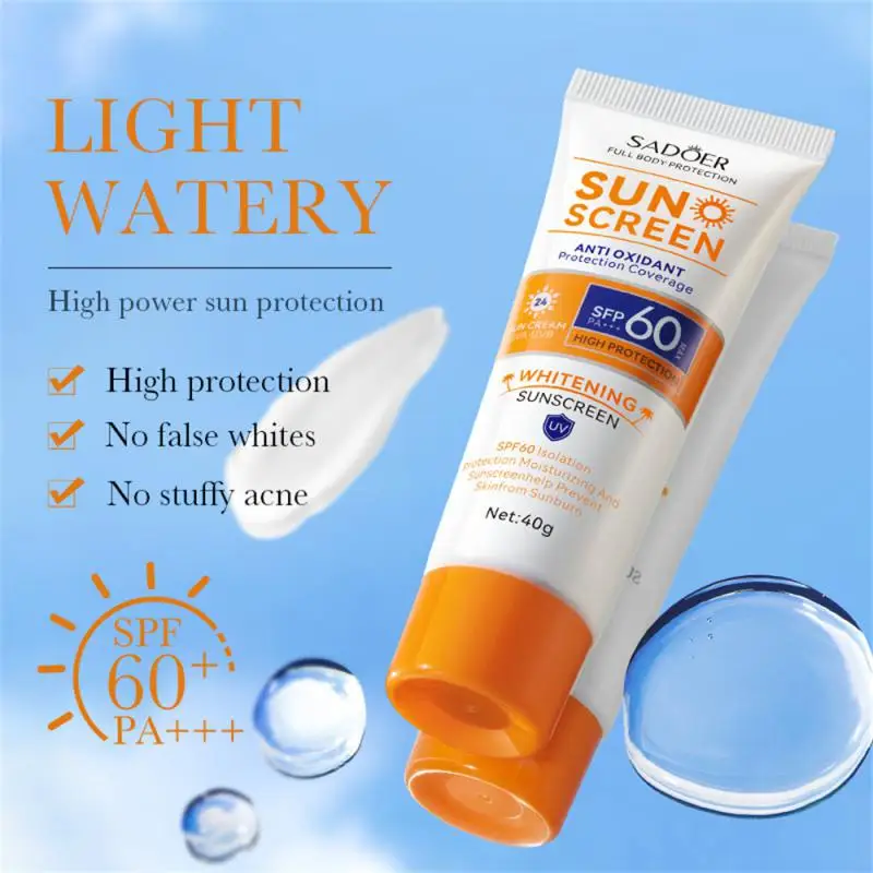 SPF60+ Sunscreen Cream Gel Isolation Lotion Men Women Long Lsating Moisturizing Whitening Waterproof Protector Solar Cream Tool