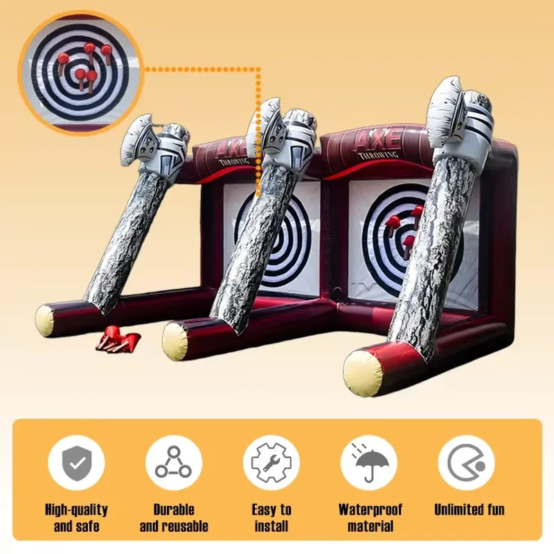 Hot Selling Double Lane Inflatable Flying Axe Throwing Toy Inflatable Axe Throw Dart Challenge Carnival Sport Game Rental