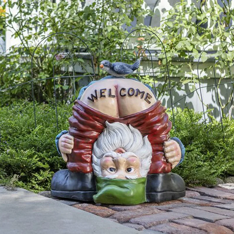 Upside-Down Gnome Statue‌- Whimsical Garden Decor for Front Yard