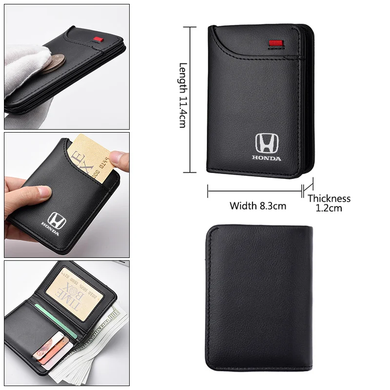 Car Emblem Wallet Leather Credit Card Purse Portable Mini Small Wallet For Honda Odyssey City H-RV Jazz Accord Civic CRV Insight