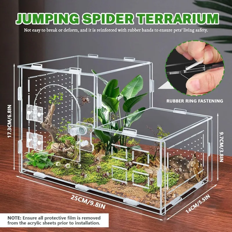 Acrylic Reptile Terrarium Transparent Breathable Reptiles Breeding Cage Jumping Spider Lizard Gecko Enclosure Reptiles House view 2