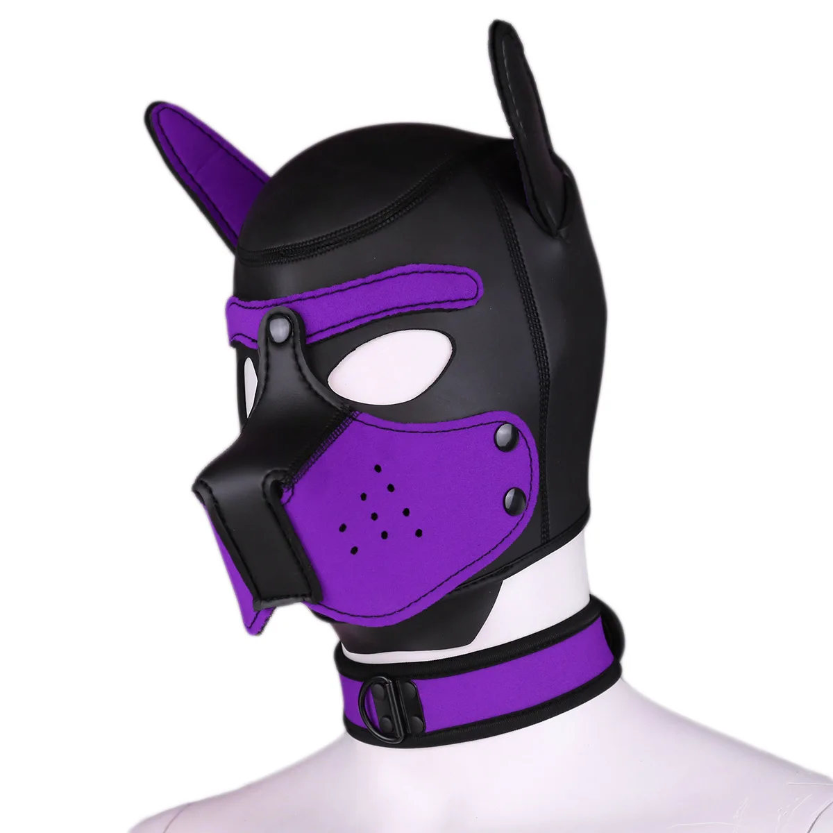 Punk Dog Head Mask Neck Collar Performance Props Mask Dog Head Dress Up Hood Set For Cosplay Props Halloween Party Dress Up