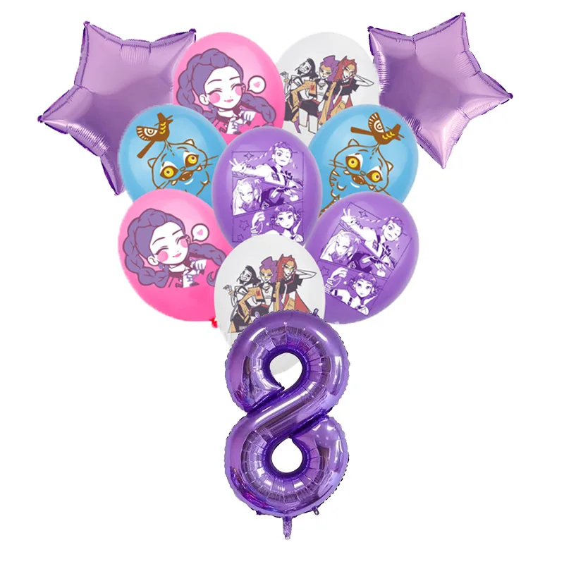 

2025 KPop Demon Hunters Number 1-10 Foil Balloon Sets Cartoon Anime Party Supplies Latex Balloons Party Decoration Accessories