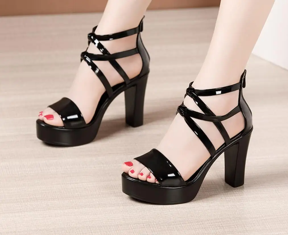 New Heel Shoes for Women Summer Fashion Ankle Strap Women\'s Chunky Heel Sandals Sexy Dress Open Toe Ladies Platform Sandals