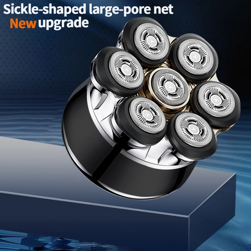 7D floating head magnetic suction electric shaver rechargeable set for men, IPX6 waterproof, shaving and balding machine