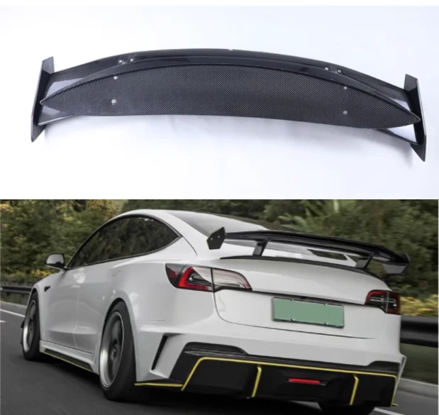 

Real Carbon Fiber Car Rear Wing Trunk Lip GT Style Big Spoiler For Tesla Model 3 2019 2020 2021 2022 2023