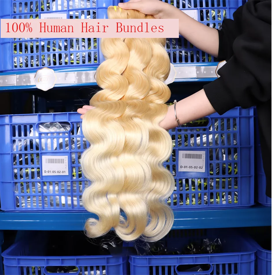 SWANEE 10-30 Inches 12A Vietnamese 613 Blonde Body Wave Hair Extension Curly Human Hairs Weave Bundle Curly Platinum Blonde Hair