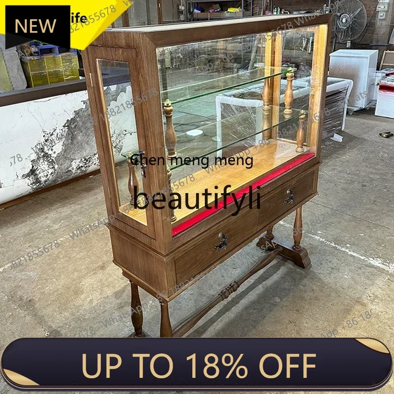 

P178 Vintage Glass Display Cabinet for Women's Clothing Store Hat Island Shelf Shoe Bag Display Rack