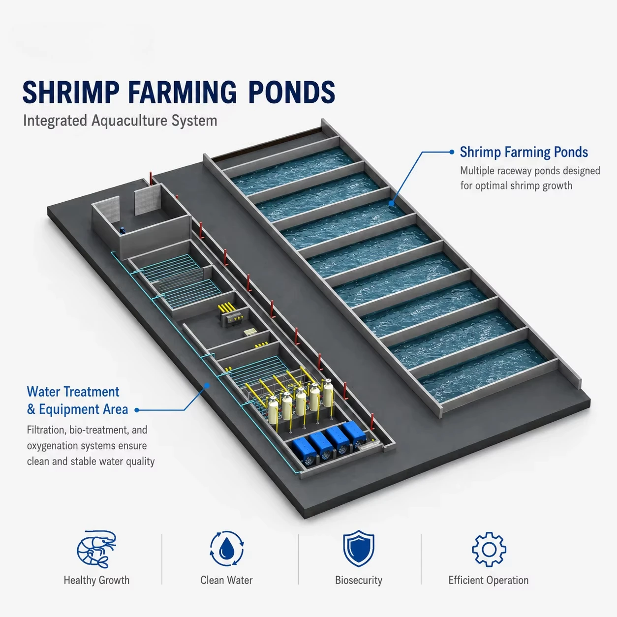 Industrial Recirculating Aquaculture System for Shrimp Farming Ras Water Treatment Equipment With Biofilter and Oxygenation