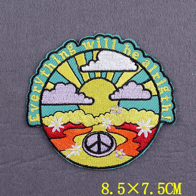 Embroidery Patch Positive Slogan Patches For Clothing DIY Love And Peace Stripes Iron On Patches On Clothes Badges On Backpack