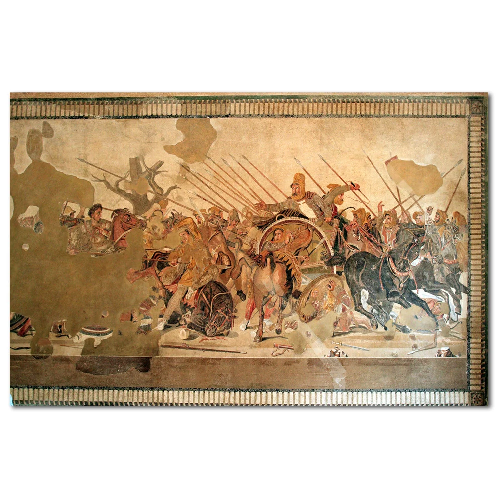 Alexander Mosaic Print Canvas Painting Battle of Issus Alexander The Great Pompeii Wall Art Decor