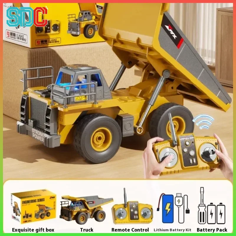 20 cm afstandsbediening dumper met licht en geluid educatief speelgoed één sleutel demo leuk bouwvoertuig cadeau voor kinderen
