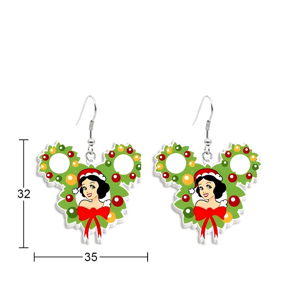 Disney-pendientes colgantes de acrílico transparente para mujer y niña, joyería bonita de princesa de Navidad, coloridos, gancho, Regalos especiales