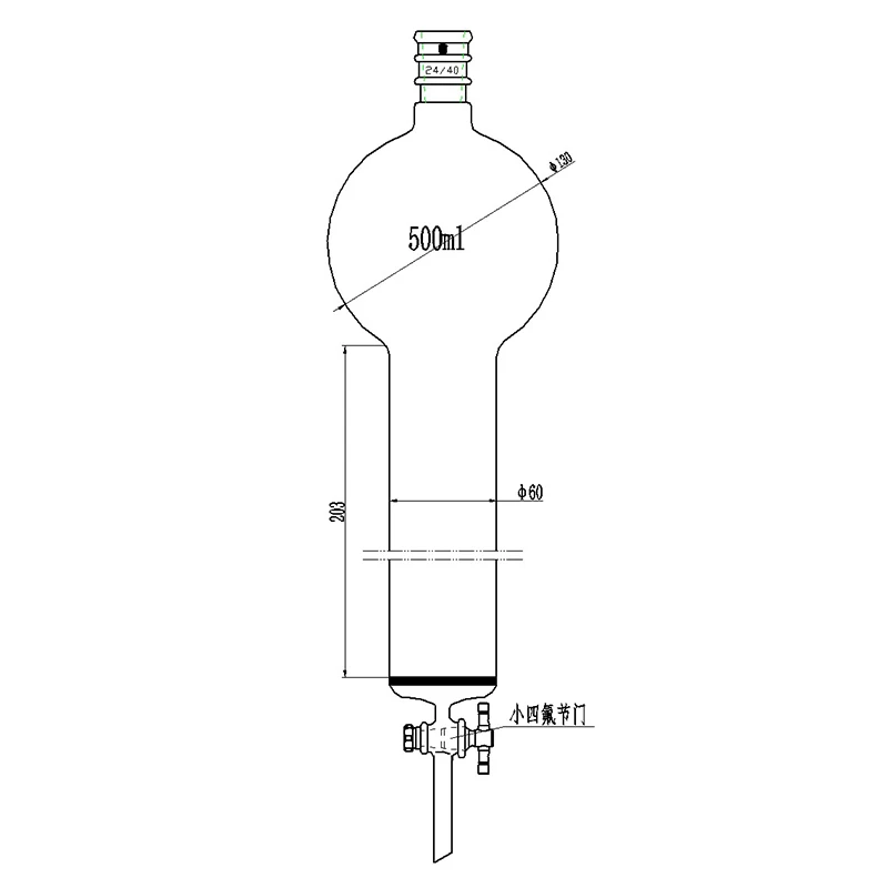 SYNTHWARE Flash chromatography column with storage sphere, Sand plate G2, No hookup, Enhanced joint 24/40, 4mm PTFE aperture,C39