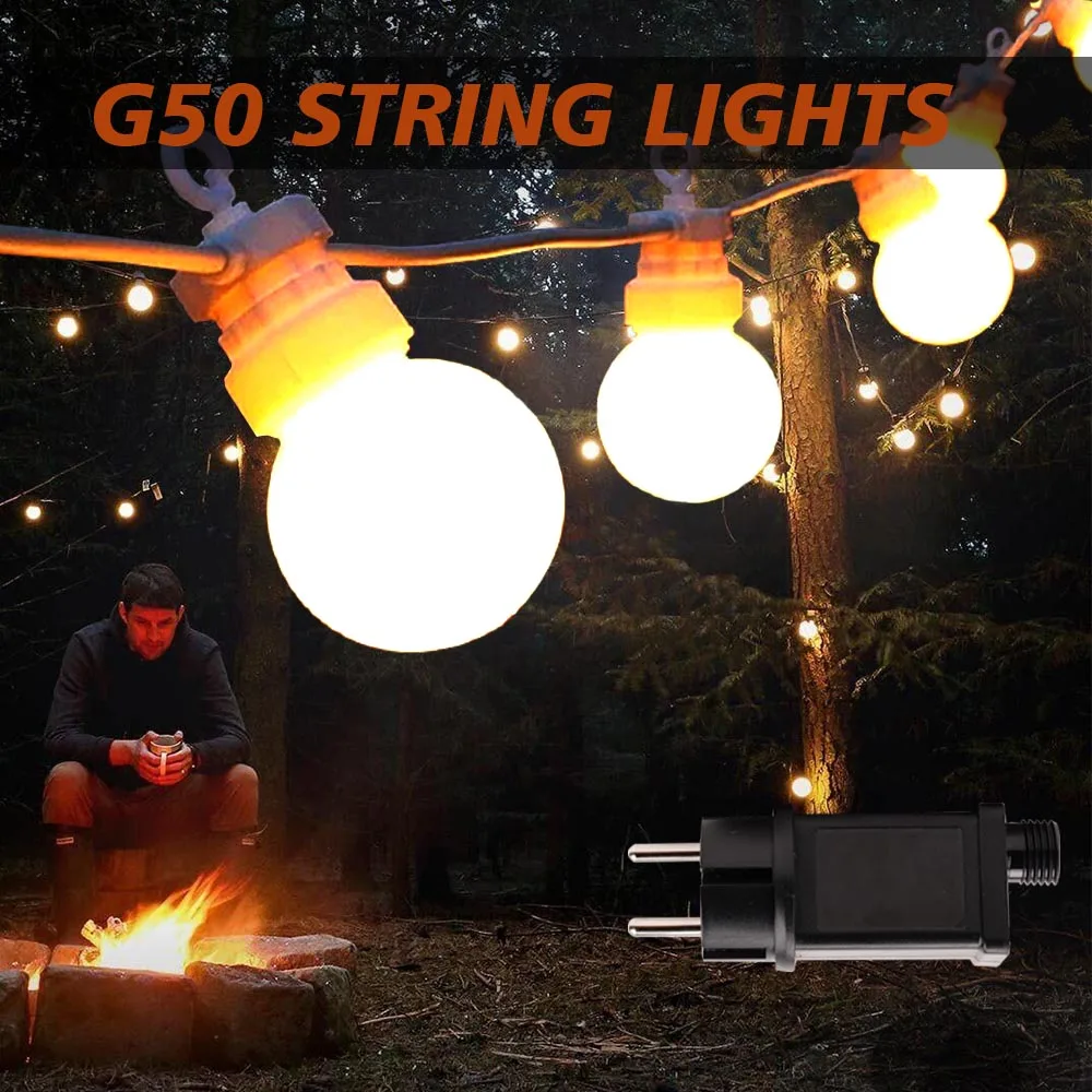 

G50 Lamp 25 Bulbs String Lights Christmas LED Fairy Lights for Wedding Street Garlands Outdoor Garden Ramadan Holiday Decor