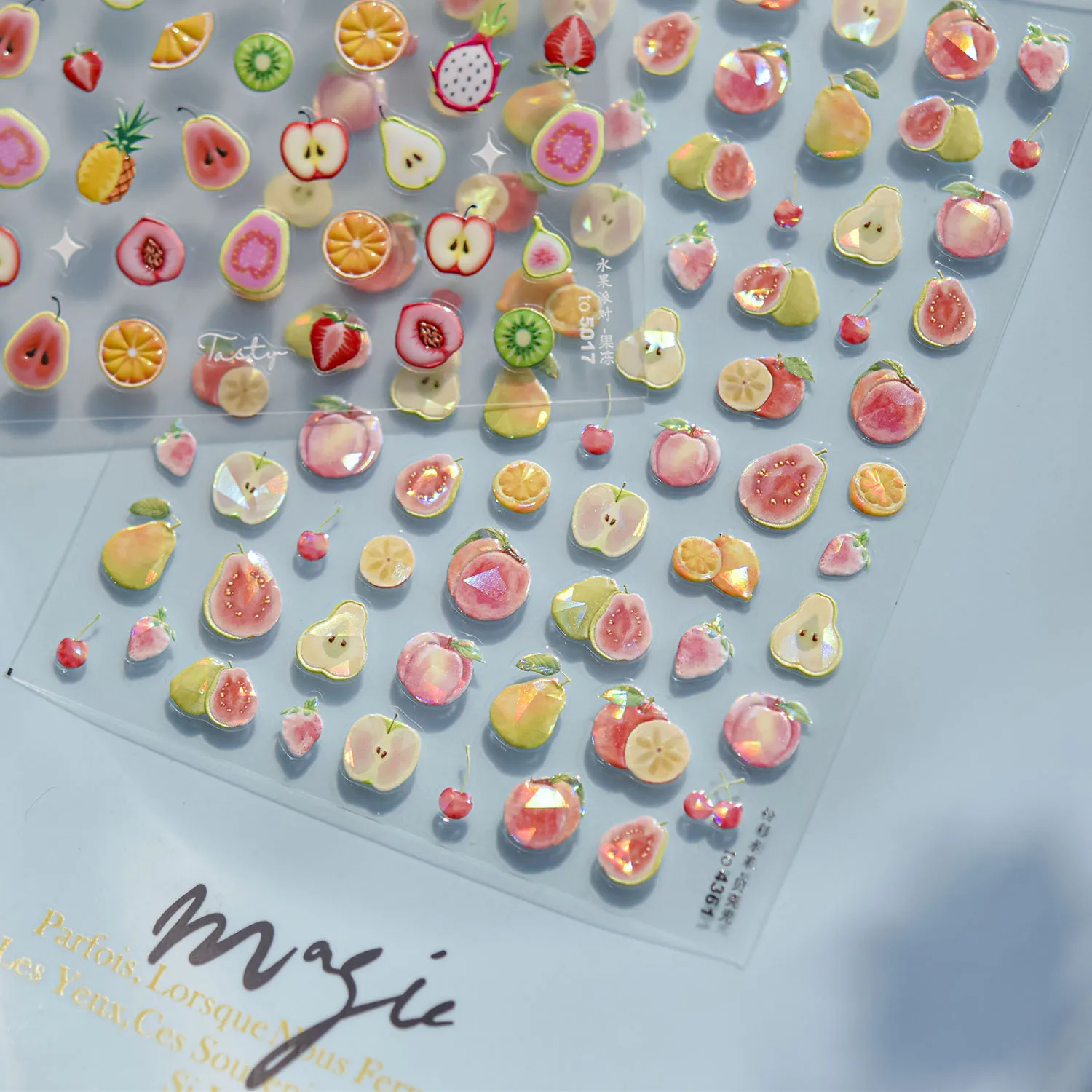 1 Uds. Pegatinas de gelatina de frutas bonitas para uñas, colores 3D, pera, manzana, accesorios autoadhesivos para decoración de uñas, pegatinas DIY para manicura