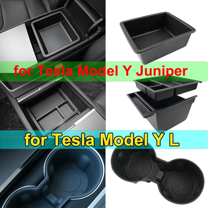 Für Tesla Model Y L YL 2026 Mittelkonsolen-Aufbewahrungsbox Armlehnenbox Organizer Tray Model Y Juniper 2025 TPE Flaschen- und Becherhalter